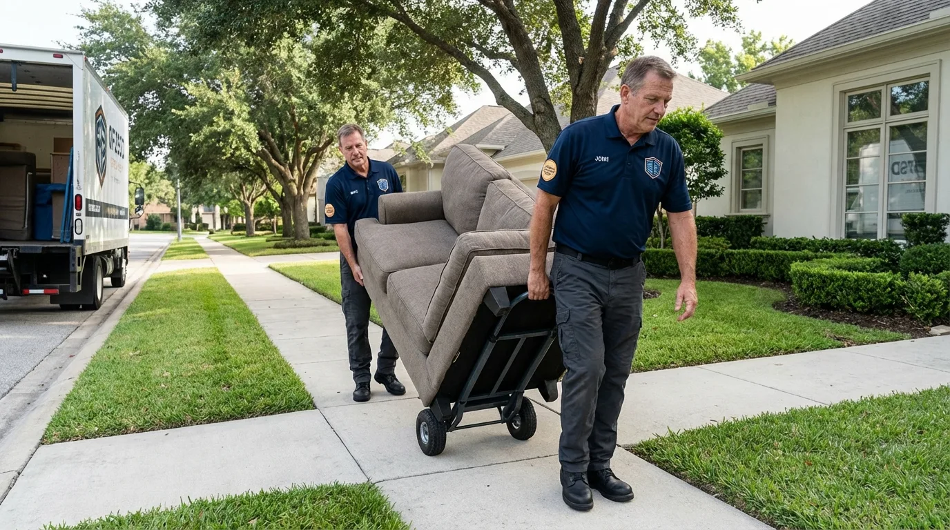 Local residential moving crew loading furniture in Carlton, MN